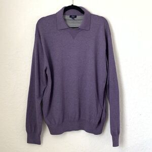 Lincs Sweater Men XL Purple Silk Cashmere Collared Golf Luxury Academia Preppy